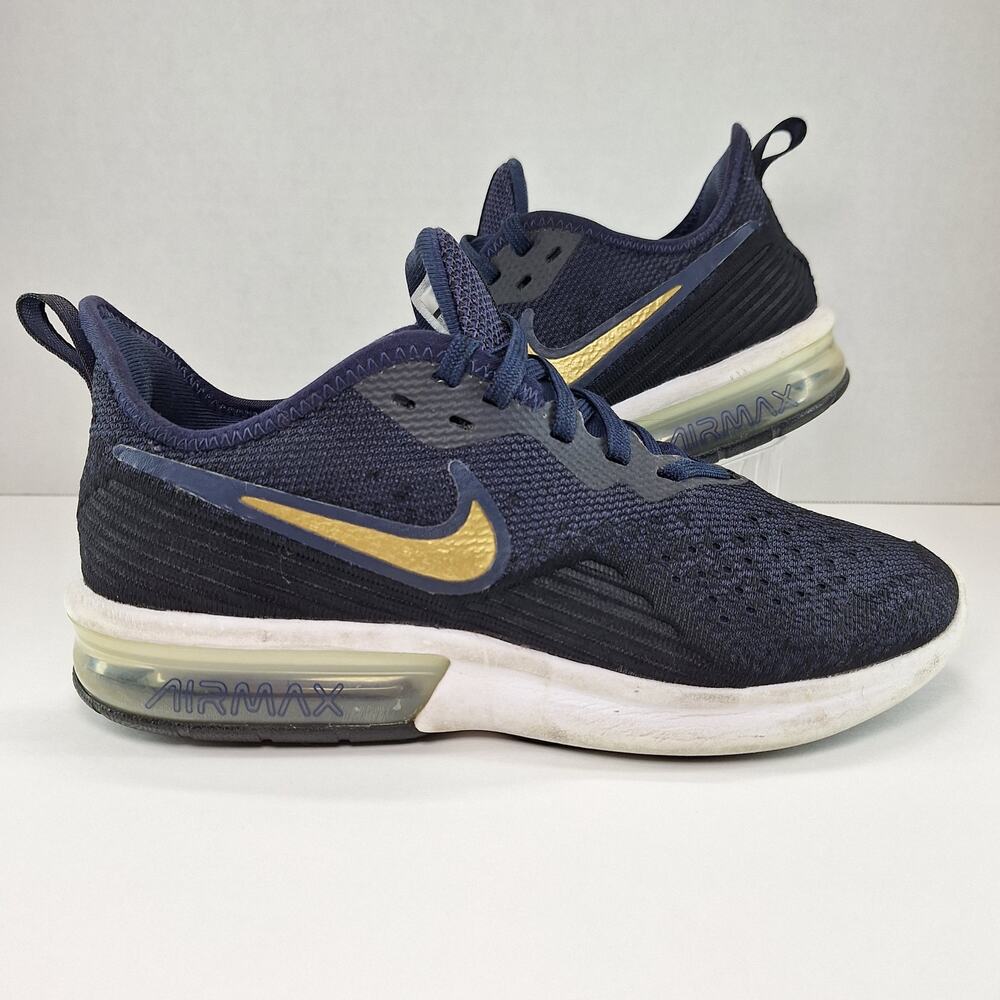 Nike Air Max Sequent 4 Womens 8 Black (Blue) AO4486-003 Athletic Shoes Sneakers